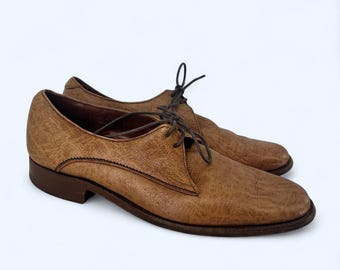Grenson Tan Antelope Hide Leather Derby Shoes Classic Oxford Brogues c. 1974