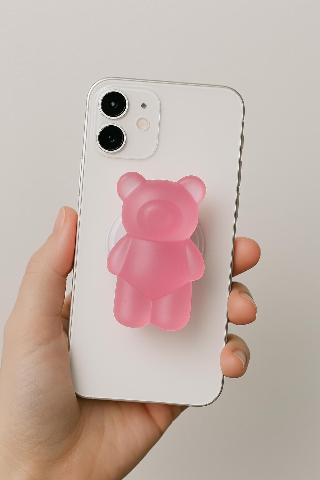 Cute 3D Gummy Bear Phone Grip Stand - Collapsible Magnetic Finger Grip for Back of Phone - Comfortable to Hold