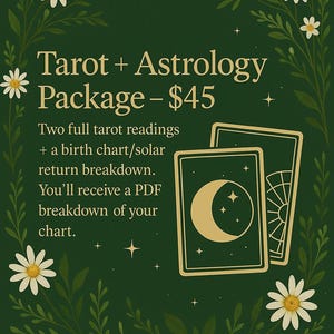 Lectura de Tarot + Astrología (2 lecturas + Carta Astral en PDF)