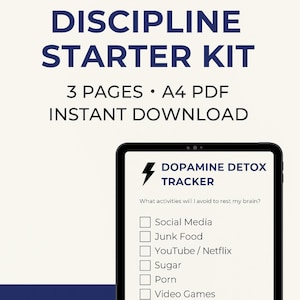 Discipline Starter Kit – Daily Self-Help Planner + NoFap Tracker | Digital Download