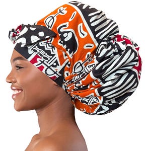 Handmade African Print Satin Lined Bonnet - Protective Sleep Cap