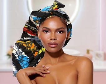Gorro largo de satén: envoltura protectora para el cabello hecha a mano con lazos