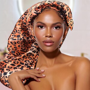 Touca de cetim com estampa de leopardo: Touca protetora para dormir para tranças e dreadlocks, Touca masculina, Unissex, Touca de cetim, Touca para dormir, Touca extra longa