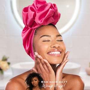 Turbante de cetim feito à mão com arame | Faixa de cabeça ajustável | Faixa de cabelo elástica macia | Estilo protetor para cabelos naturais | Faixa de cabelo para viagem