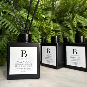 Koa Wood Reed Diffuser: Bergamot Citrus Scent, Vegan Home Fragrance