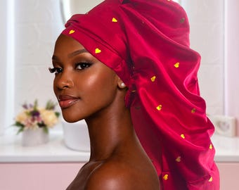 Extra Große Satin Mütze: Lange Zöpfe, Locken, natürlicher Haarschutz, Langhaar Schlafmütze