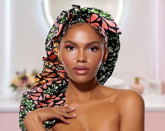 Gorro de dormir artesanal con forro de satén: Envoltura protectora extralarga para el cabello
