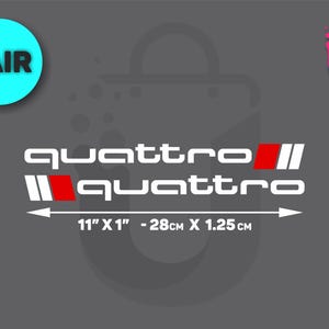 2x Quattro Racing 11&quot; Decal for Car Customization Skirt, Door Bottom, Hood, and Side Panel - Available in 5 Vibrant Color Options