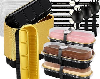 Mini Loaf Pans with Lids and Spoons (100 Pack, 6.8oz) |Rectangular Aluminum Foil Baking Pans for Bread, Cakes, Desserts, Meal Prep & Parties