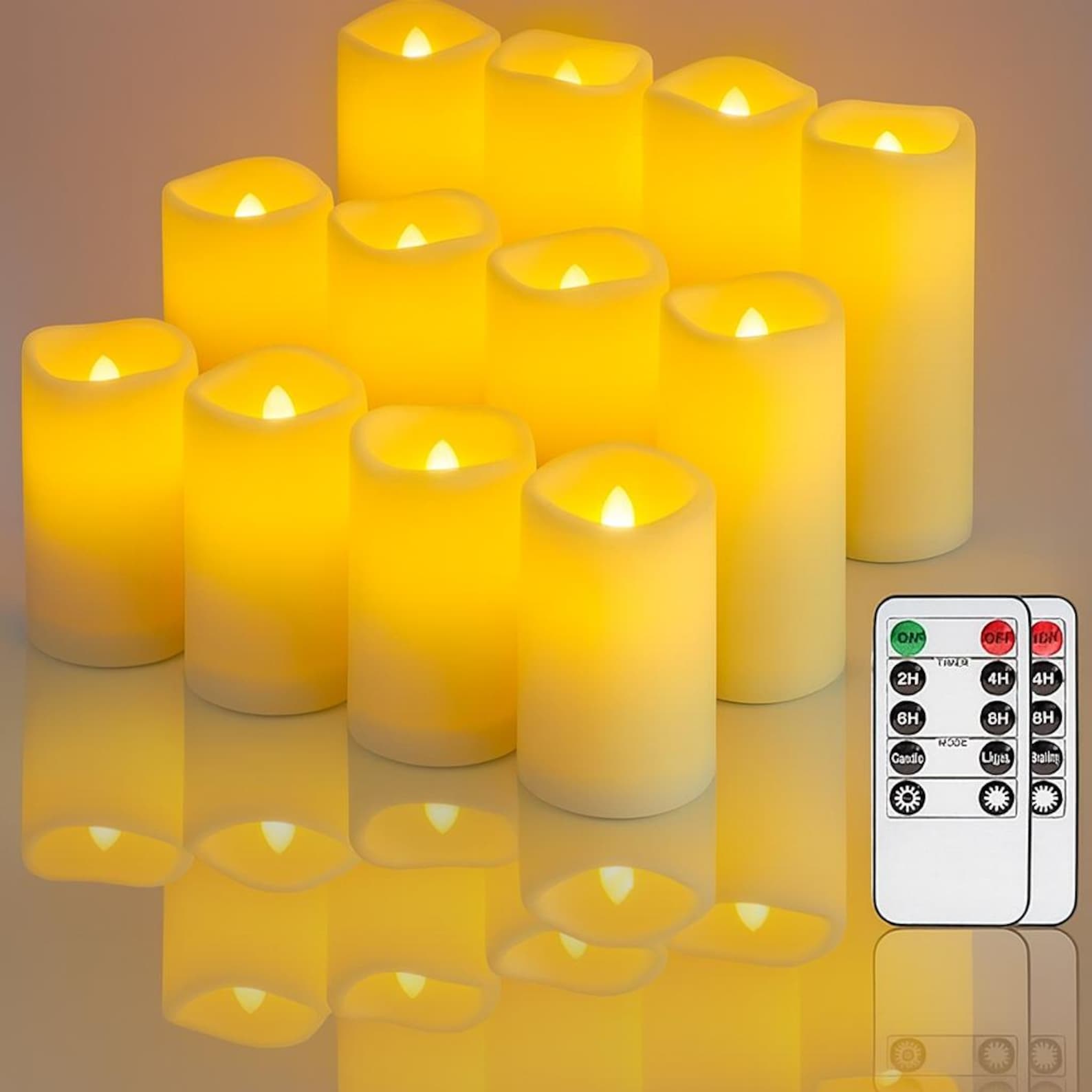 12pcs Flameless LED Candles with Remote  Timer Battery Operated Waterproof Candles for Indoor Outdoor Decor Wedding Holiday