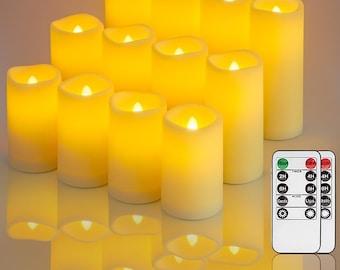 12pcs Flameless LED Candles with Remote & Timer, Battery Operated Waterproof Candles for Indoor Outdoor Decor, Wedding, Holiday