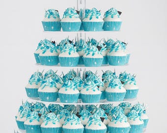 Large 7 Tier Cupcake Stand | Clear Acrylic Cupcake Tower for Cupcakes | Round Dessert Display Holder for Parties, Weddings & Events.