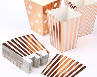 Popcorn Boxes, Cardboard Candy Boxes, Polka Dot, Stripe, Chevron and Wave Container, for Birthday, Baby Shower, Carnival, Movie or Party.