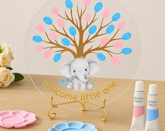 Fingerprint Tree Gender Reveal, Boy or Girl Party Ideas, Baby Shower Guestbook, Party Game, Gender Reveal Party Supplies for Baby Shower
