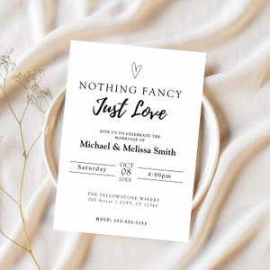 Minimalist Black and White Wedding Invitation | Simple Elegant Wedding Invite | Printable Wedding Template  | Nothing Fancy | Digital