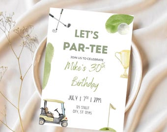 Golf Birthday Invite | Editable Par Tee Party | 30th Birthday Template | Golfing Invitation | Instant Download