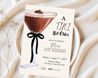 Invitación para 21 cumpleaños con Espresso Martini / Noche de chicas (Descarga digital)