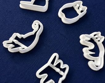 Cat Silhouette Clay Cutters | Polymer Clay Stamps, Ceramic Tools (Set of 6)