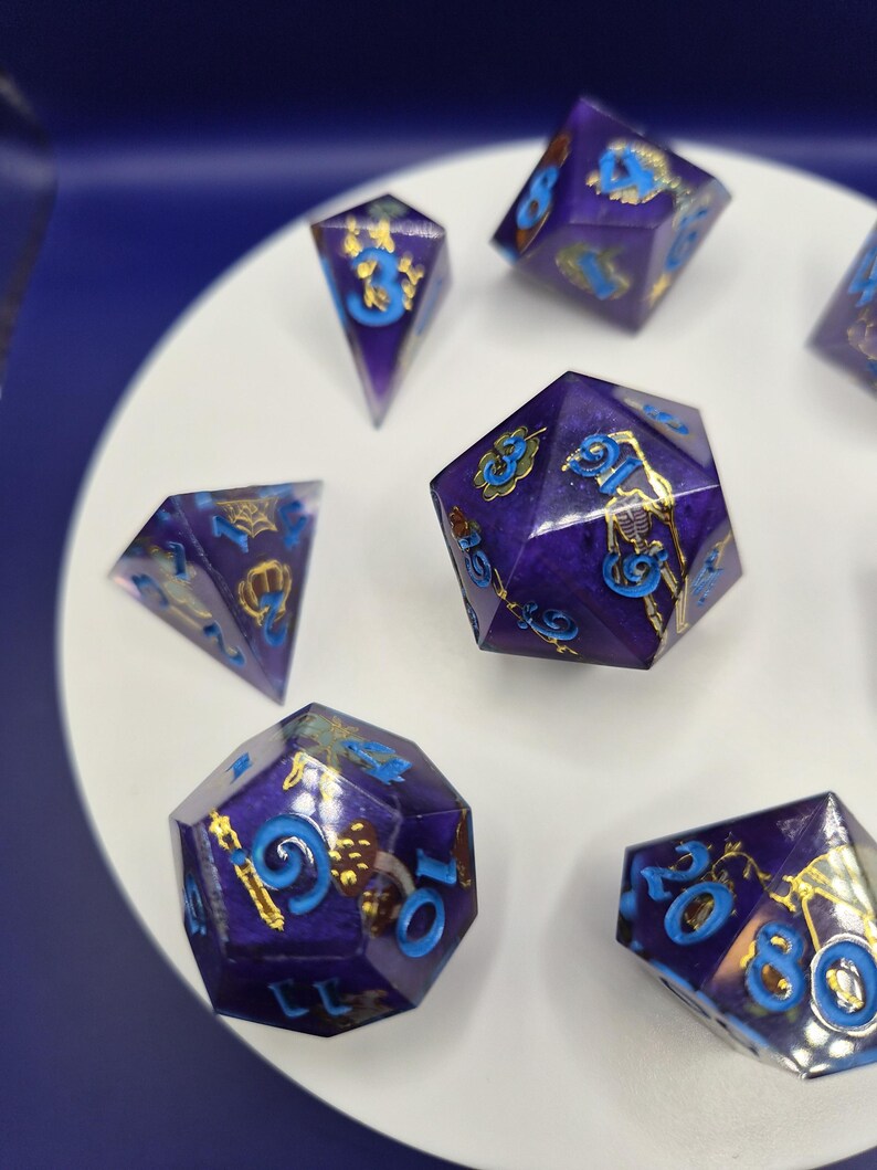 Ebon Twilight Dice Set For DnD RPG - Polyhedral Dice For Dungeons & Dragons, Pathfinder D20