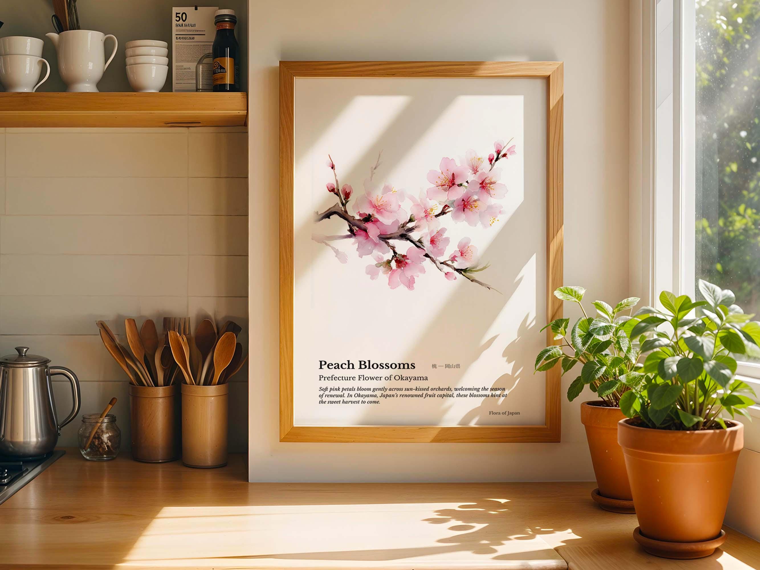 Flora of Japan – Okayama – Peach Blossoms, Watercolor Botanical Art Print,  Japanese Prefecture Flower Poster, Soft Spring Wall Decor - Etsy, image size:2667x2000