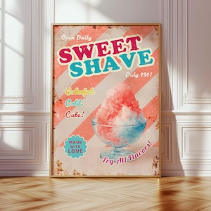 Nippon Diner – SWEET SHAVE, Retro Shaved Ice Poster, American Vintage-Style Japanese Summer Treat Art