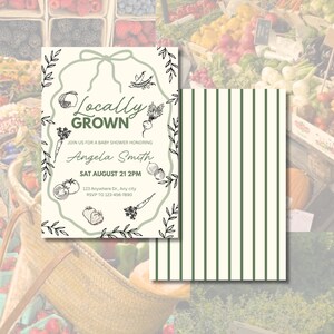 Locally Grown Baby Shower Invitation - Editable Canva Template | Farmer’s Market Baby Shower Theme | Instant Download