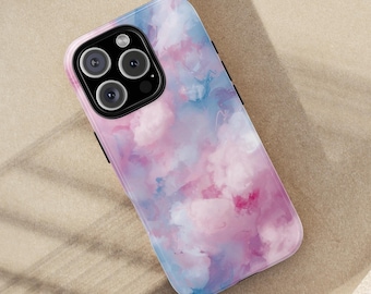 Pastel Pink and Blue Watercolor Cloud Phone Case | Dreamy Sky Aesthetic Tough Case | Cotton Candy Clouds Phone Cover | iPhone & Samsung