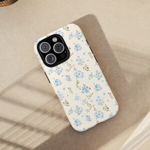Baby Blue Vintage Floral Phone Case | Aesthetic Cottagecore iPhone Case | High Quality | Romantic Pastel Soft Pink Cover | Gift for Her