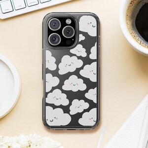 Cute Cloud Pattern Phone Case | Transparent Clear iPhone Case | Kawaii Soft Aesthetic Sky Case | Minimalist Cloud Design | Gift for Her
