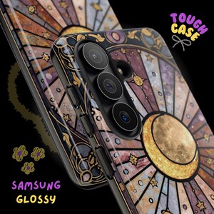 Funda para móvil con diseño de luna inspirada en vidrieras / Estética celestial / Funda de estrella mística / Regalo mágico para ella / Estilo bohemio oscuro / iPhone y Samsung imagen 5