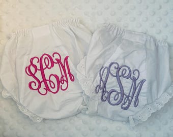 Personalized Baby Bloomers – Monogram Diaper Cover – Custom Embroidered Baby Girl Bloomers – Newborn Photo Outfit – Baby Shower Gift