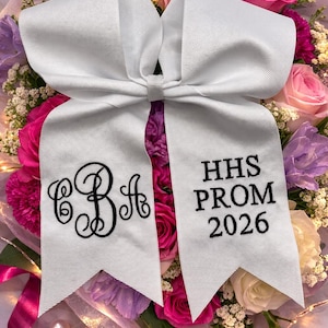 Custom Embroidered PROM & Homecoming Bouquet Ribbon- pre-tied Bow!