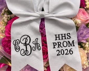 Custom Embroidered PROM & Homecoming Bouquet Ribbon- pre-tied Bow!