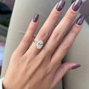 3CT Oval Cut Solitaire Engagement Ring | 14K Yellow Gold | IGI Certified Lab Diamond or Moissanite | Classic Gold Oval Wedding Ring.