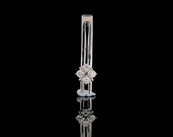 Diamant Krawattenklammer, 14K Solid Gold Krawattenklammer, Quadratische Cluster Diamant Krawattenklammer, Minimale schlanke Krawattenklammer, Klassisches formelles Accessoire.