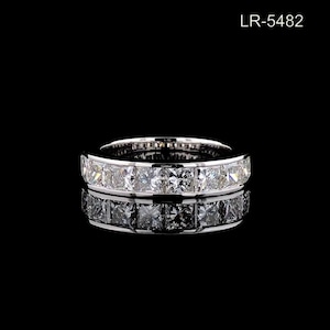 Alliance 2CTW taille princesse serti rail, bague d'anniversaire avec diamants cultivés en laboratoire, alliance en or massif 14 carats.