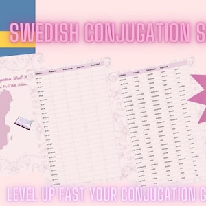 Swedish Verb Conjugation Printable Worksheets | Most Important Swedish Verbs Conjugation Drill | 200 Basic Swedish Verbs Conjugation Sheet
