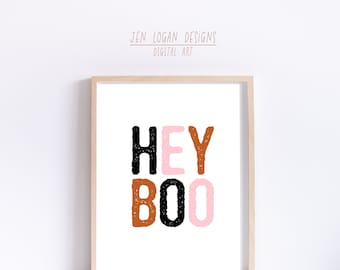 HEY BOO, digital download, halloween art print