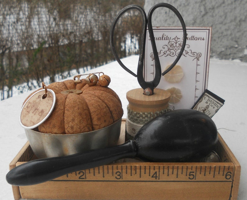 Antique sewing notions trinket box Etsy