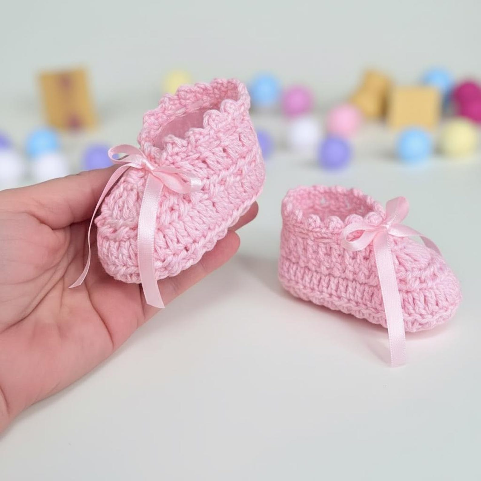 Baby Pink Crochet Booties Pattern | Newborn 0-3 Months PDF | Instant ...