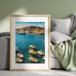 Italian Coastal Harbor Digital Print | Mediterranean Wall Art | Nautical Printable Decor | Seaside Boats Digital Download
