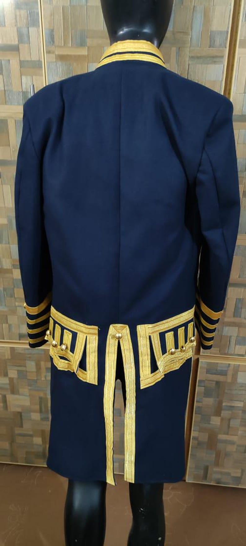 Grogram Coat Napoleonic Naval Admiral Frock Coat & Waistcoat: Gold Braid, Wool ...