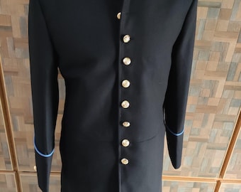 Civil War US Union Officer Frock Coat: Black Wool Military Jacket