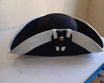 Distressed Colonial Tricorn Pirate Hat For Adults - Artificial Leather, Waterproof, Halloween Costume Accessory