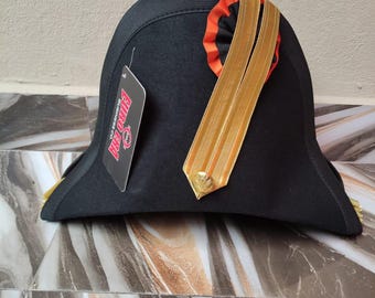 Wool Felt Napoleonic Bicorn Hat: Gold Braid, Revolutionary War