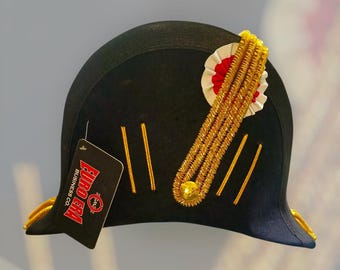 Prussian Officer Bicorn Hat: 18th Century Napoleonic War Hat | Wool & French Braid
