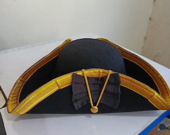 Handmade Napoleonic Tricorn Hat: Revolutionary War Officer Cosplay