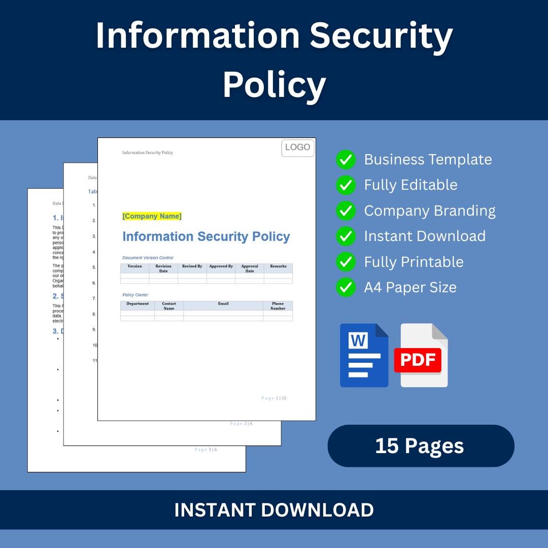 Information Security Policy Template | GDPR & ISO27001 Compliant ...