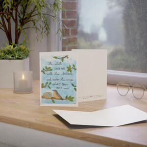 Cartões de felicitações, design de aquarela com versículos bíblicos, citação do Salmo 91, conjunto de 10 cartões, cartões com mensagens religiosas, artigos de papelaria com incentivo cristão