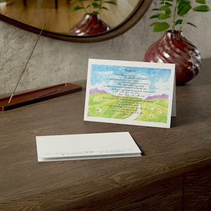 Cartões de saudação com o Salmo 23 em aquarela, cartões de condolências cristãs, conjunto de papelaria de incentivo, cartões em branco inspiradores, religiosos em massa